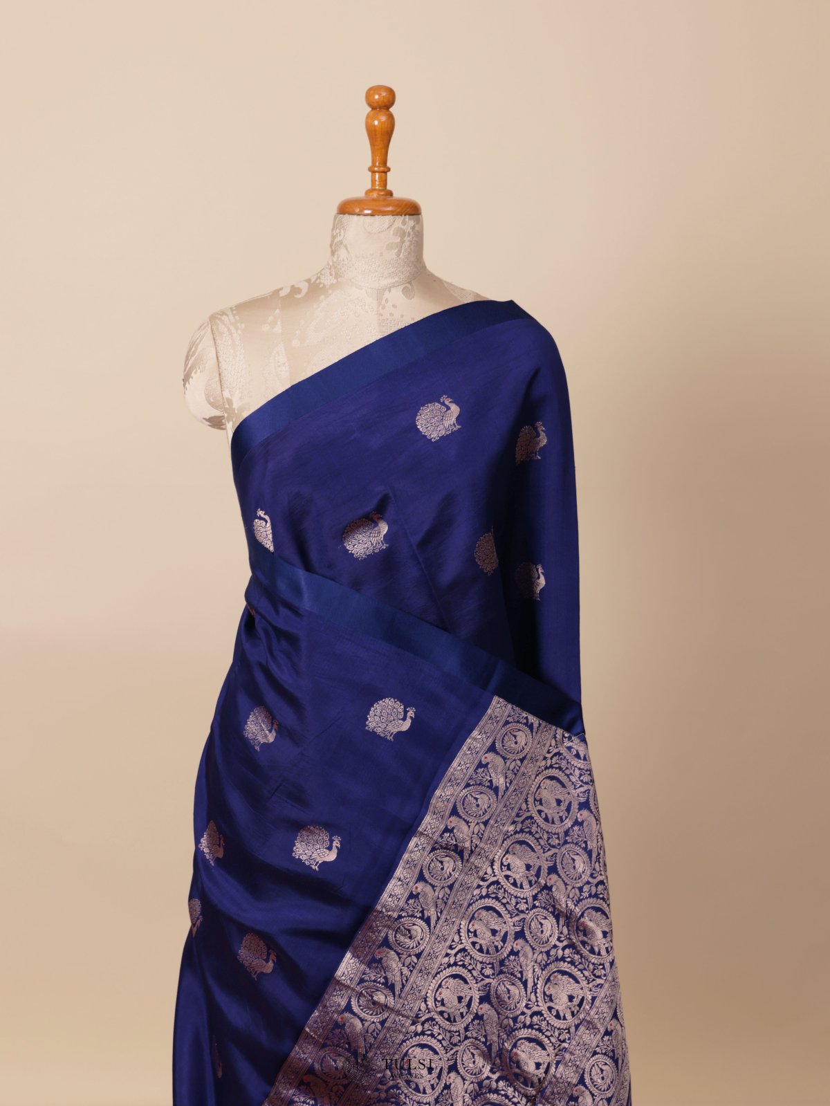 Dark Blue Mashru Silk Saree