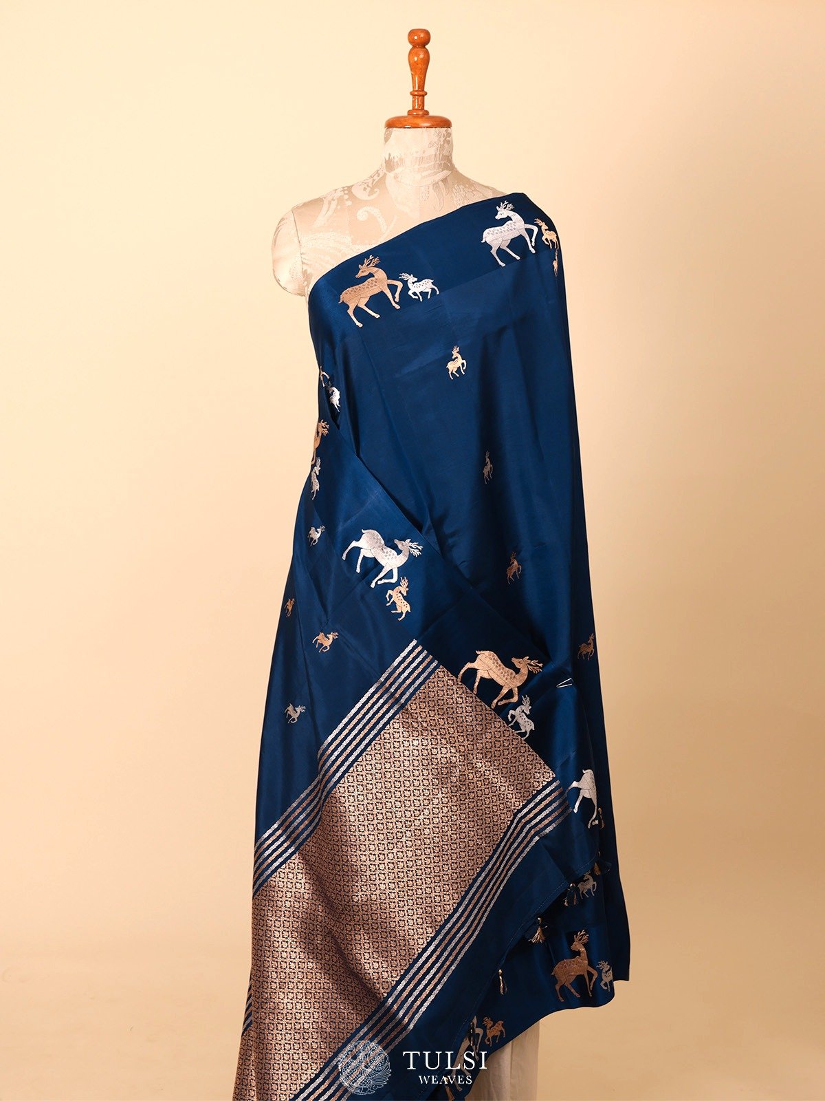 Dark Blue Mahshru Silk Saree