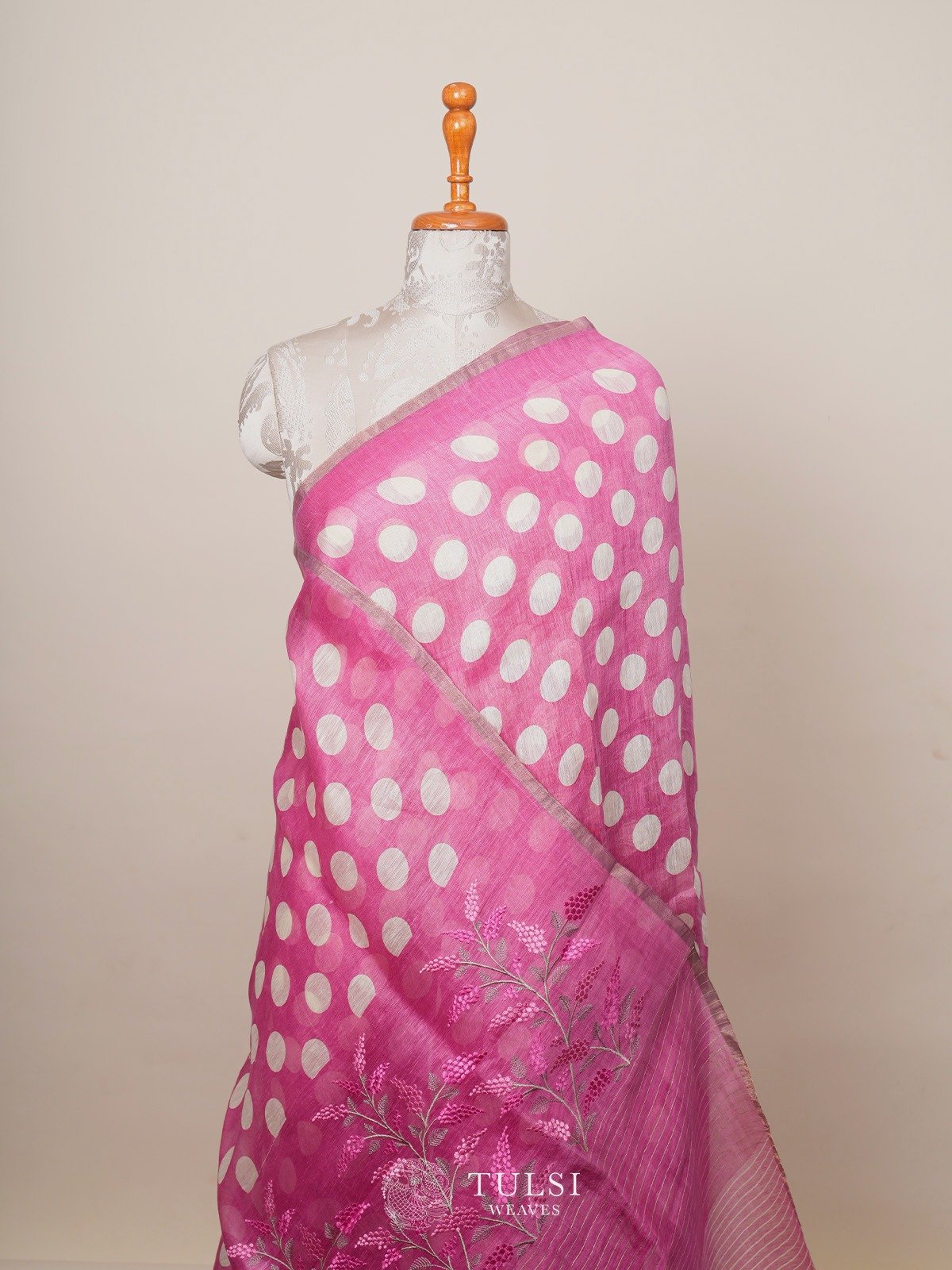 Lotus Pink Linen Silk Saree