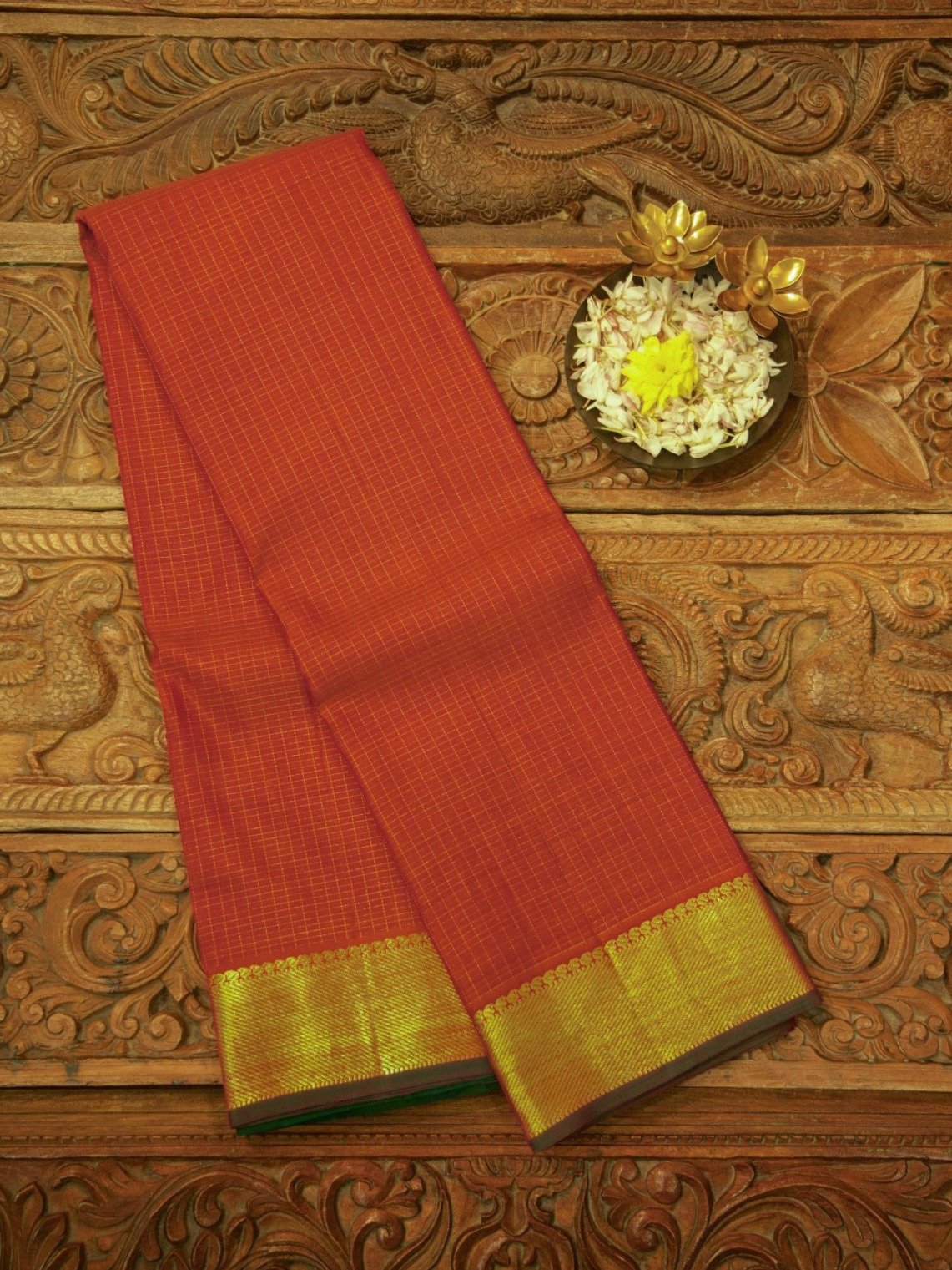 Orange Kanjeevaram Silk Saree 