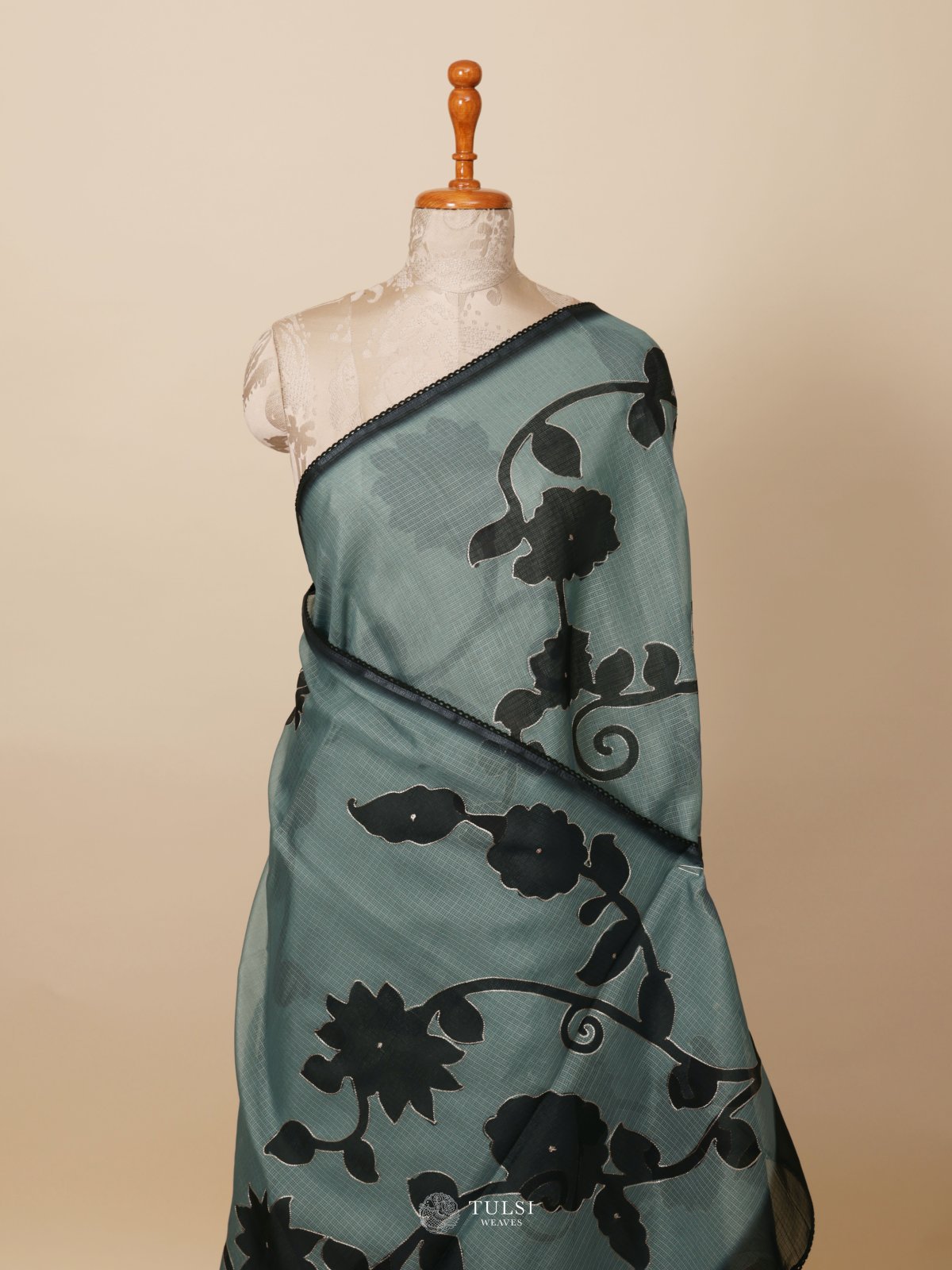 Light Teal Blue Semi Kota Saree