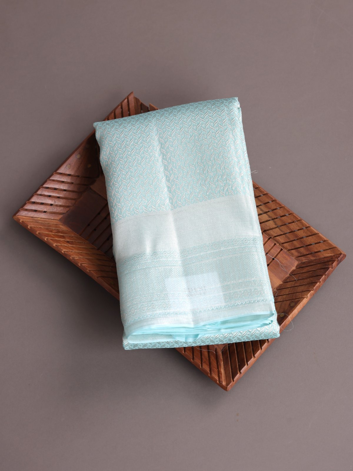 Light Blue Organza Kanjeevaram Silk Saree