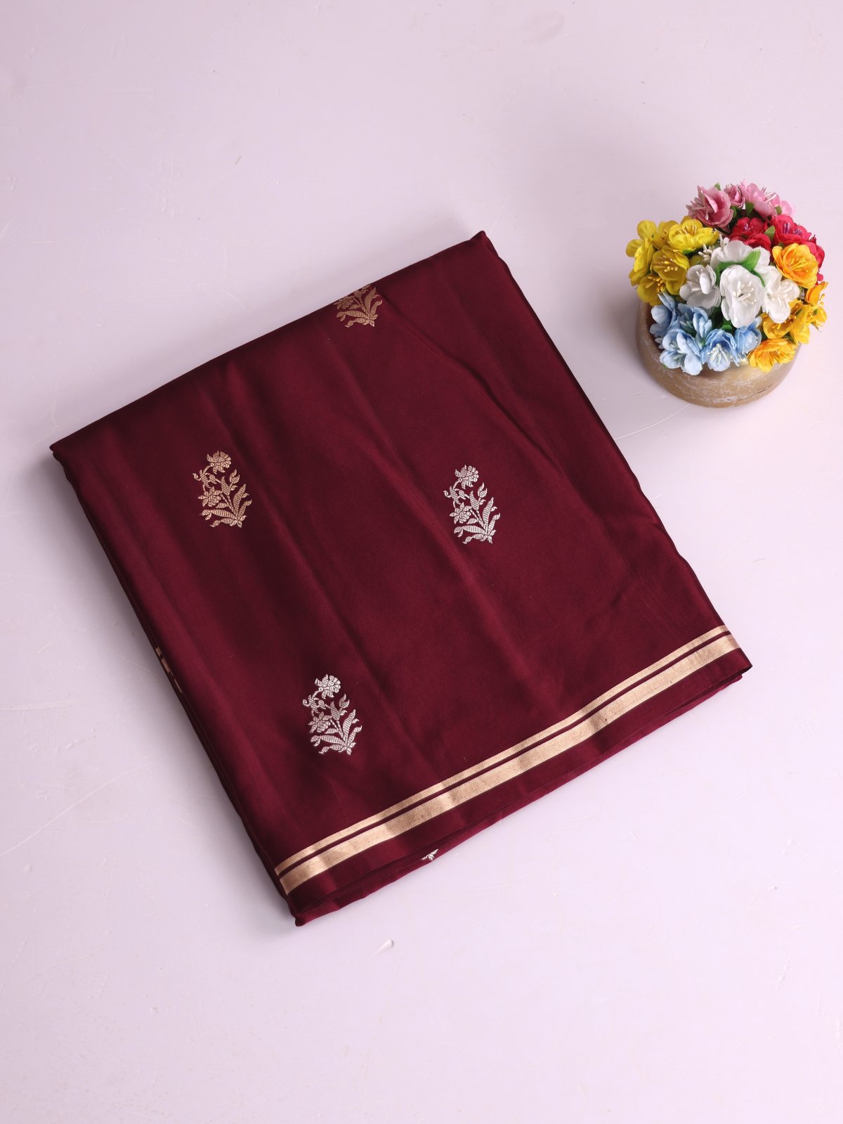 Burgundy Mashru Silk Saree