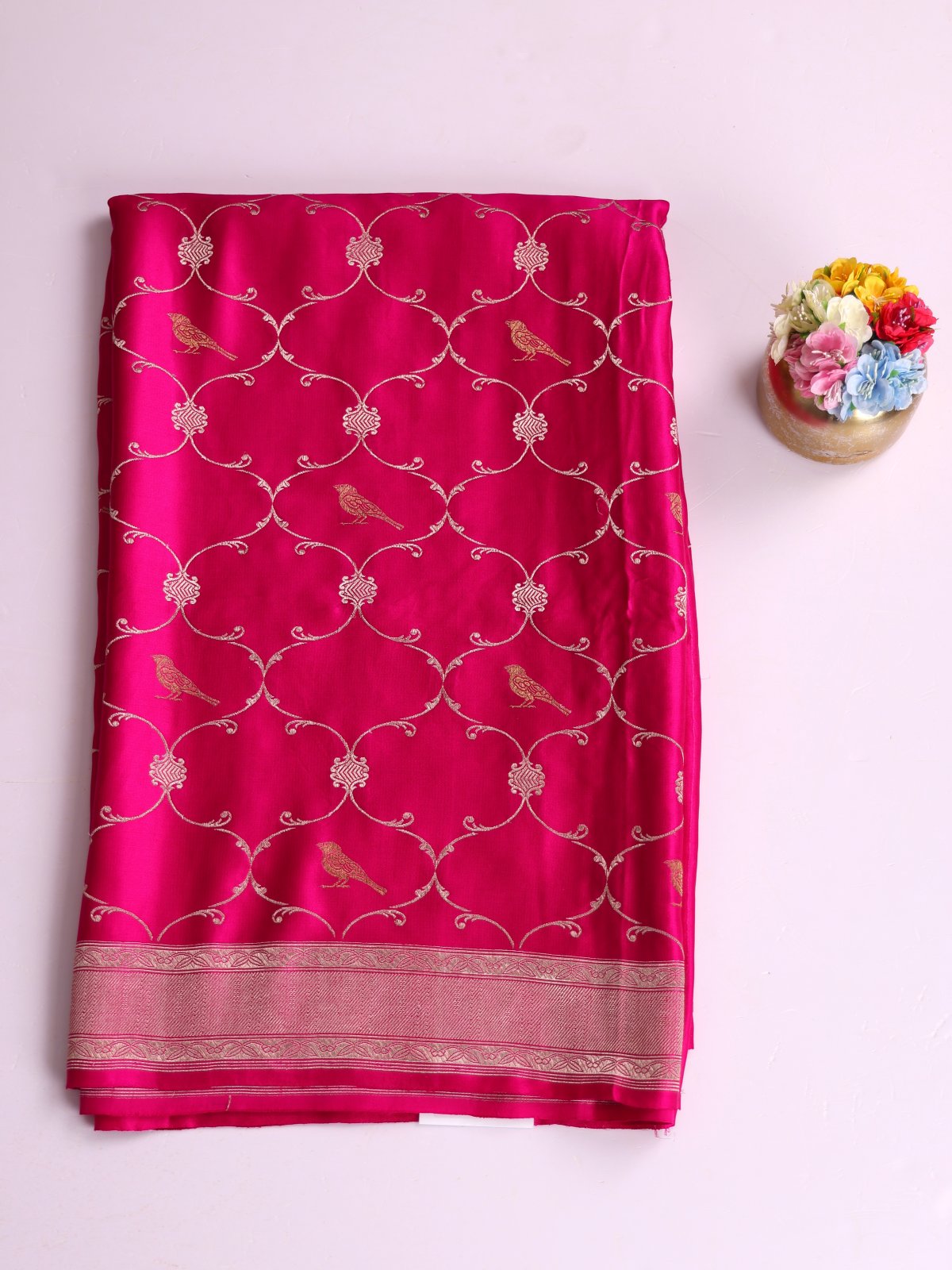 Magenta Pink Mashru Silk Saree