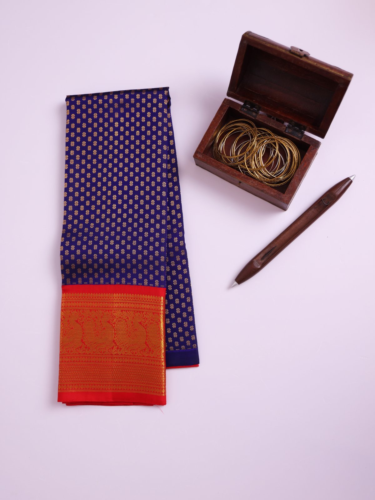 Dark Indigo Kanjeevaram Silk Pavadai