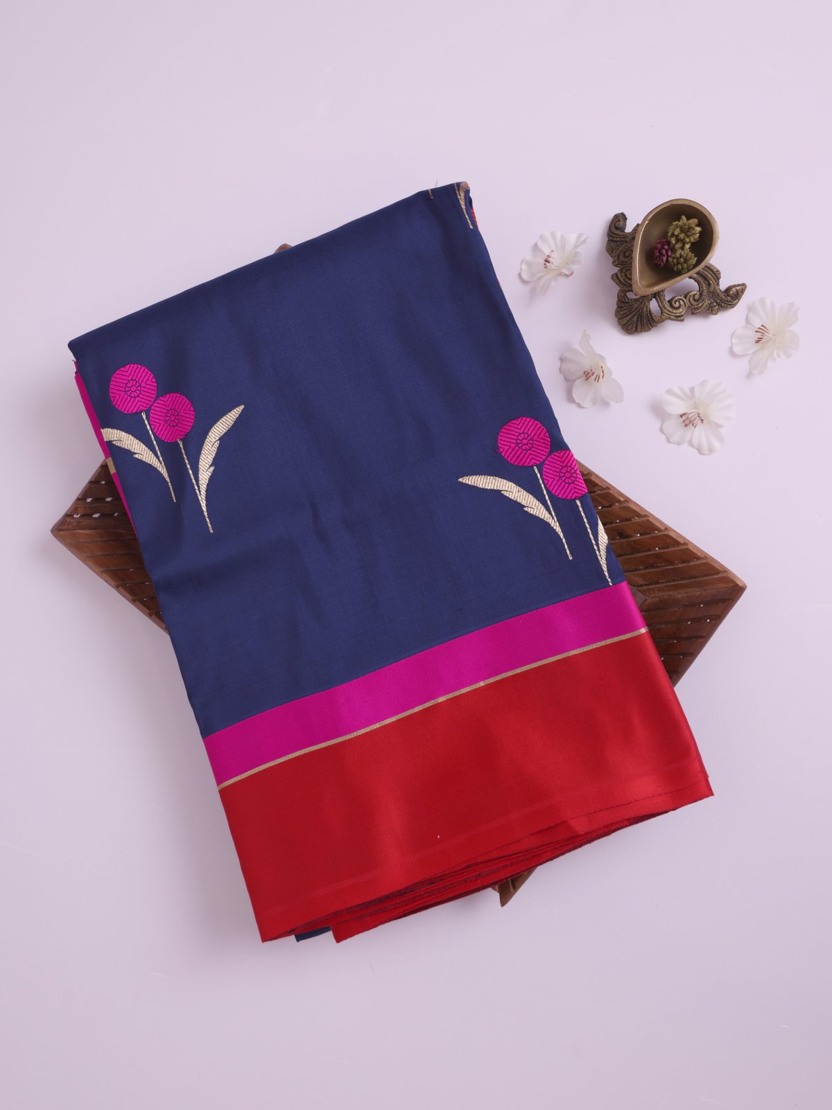 Dark Blue Mashru Silk Saree