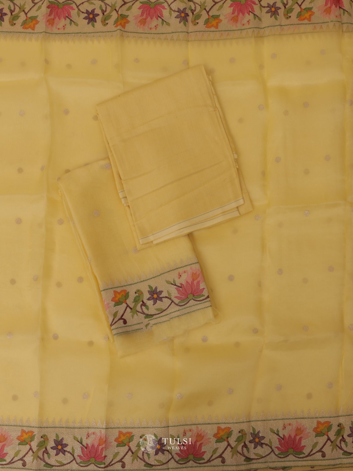 Lemon Yellow Organza Salwar Material