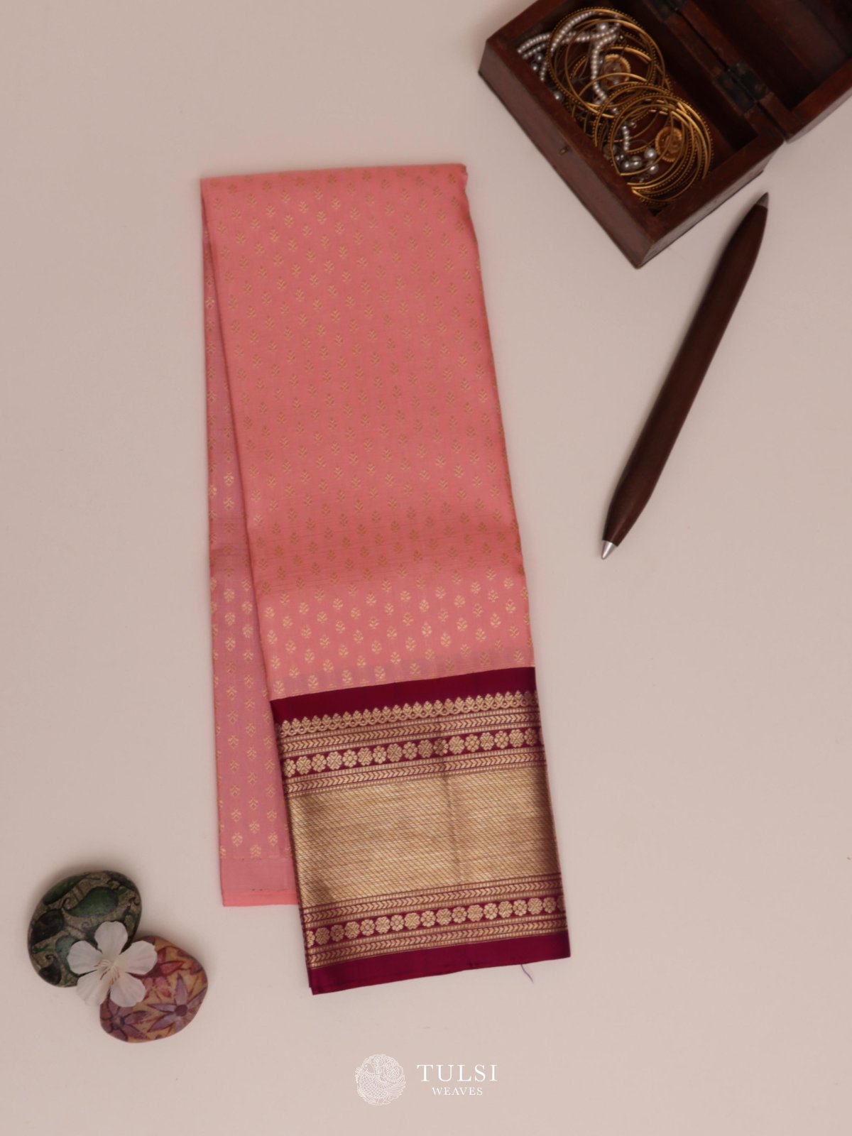 Peach Kanjeevaram Silk Pavadai