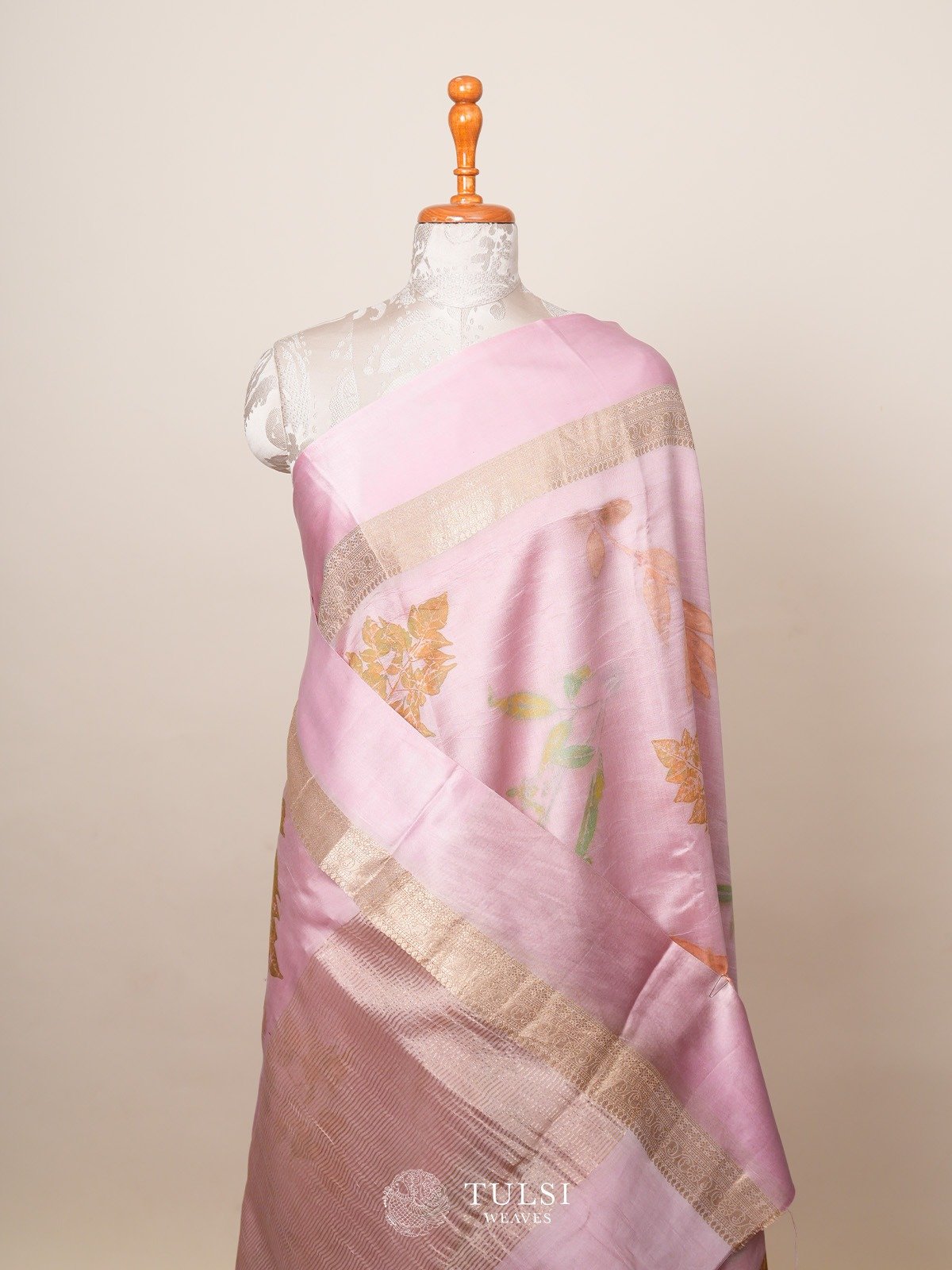 Light Pink  Munga Tussar  Silk Saree