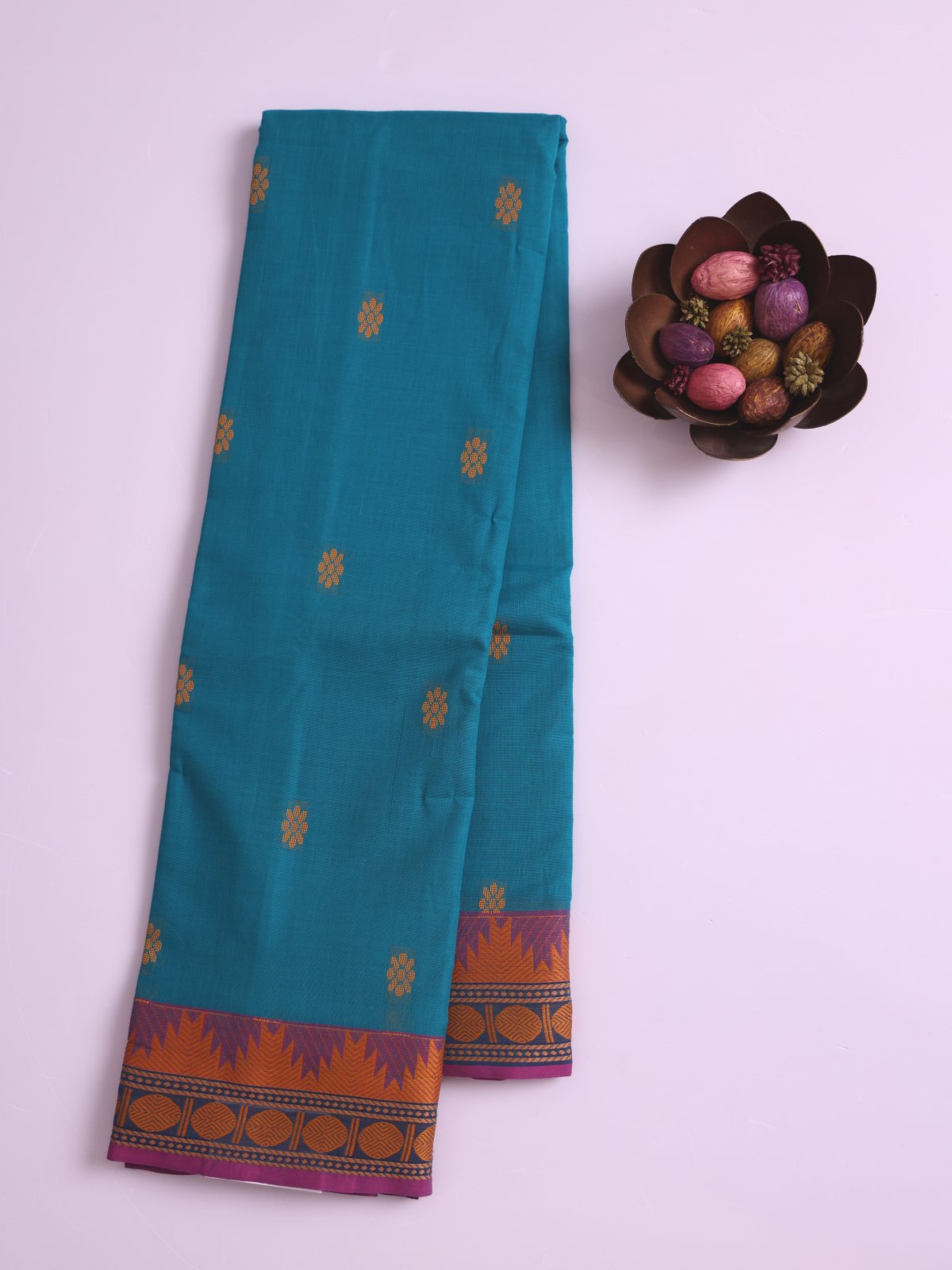 Teal Kanchi Cotton Saree