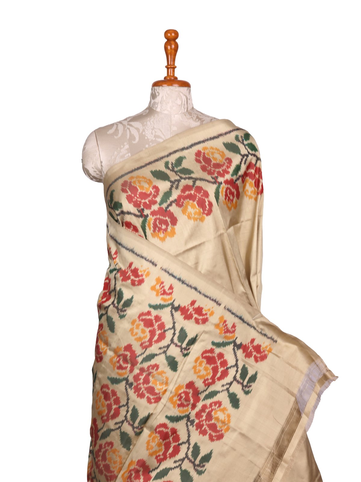 Khaki Ikat Silk Saree