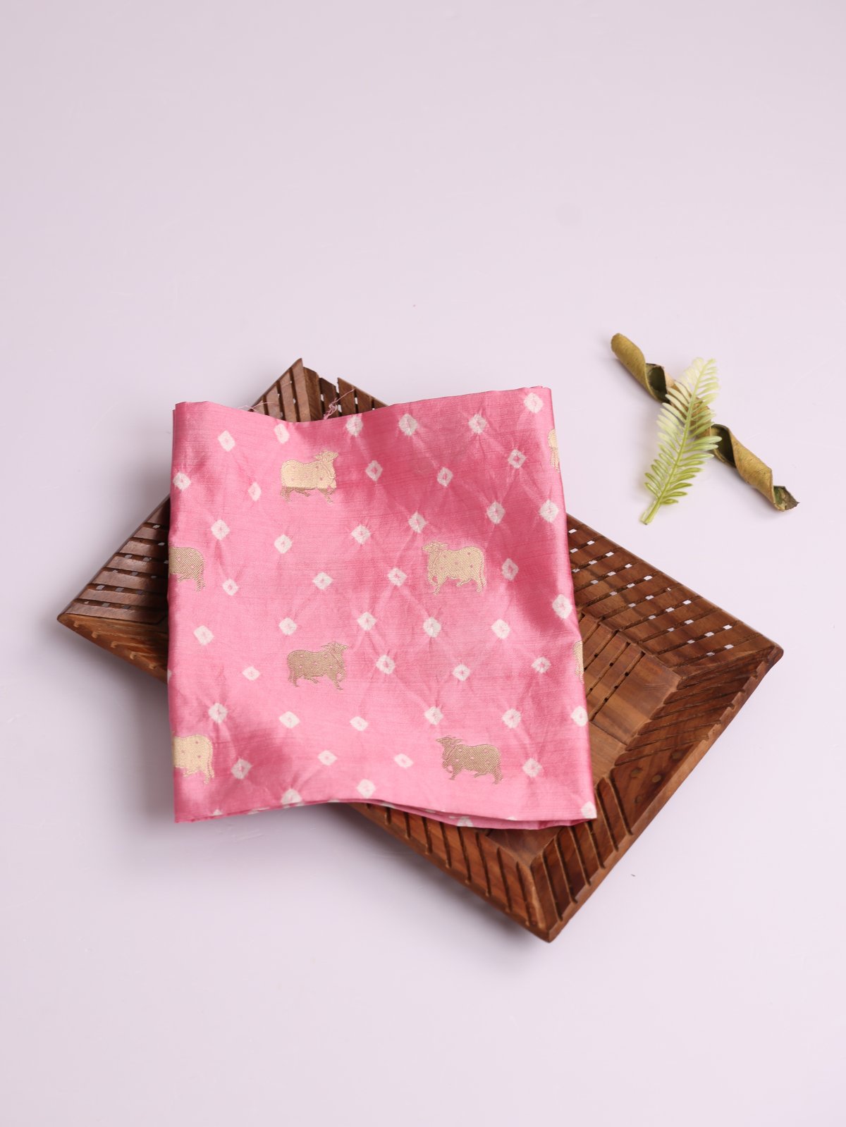 Baby Pink  Silk Bandhani Blouse With Floral Zari Motifs