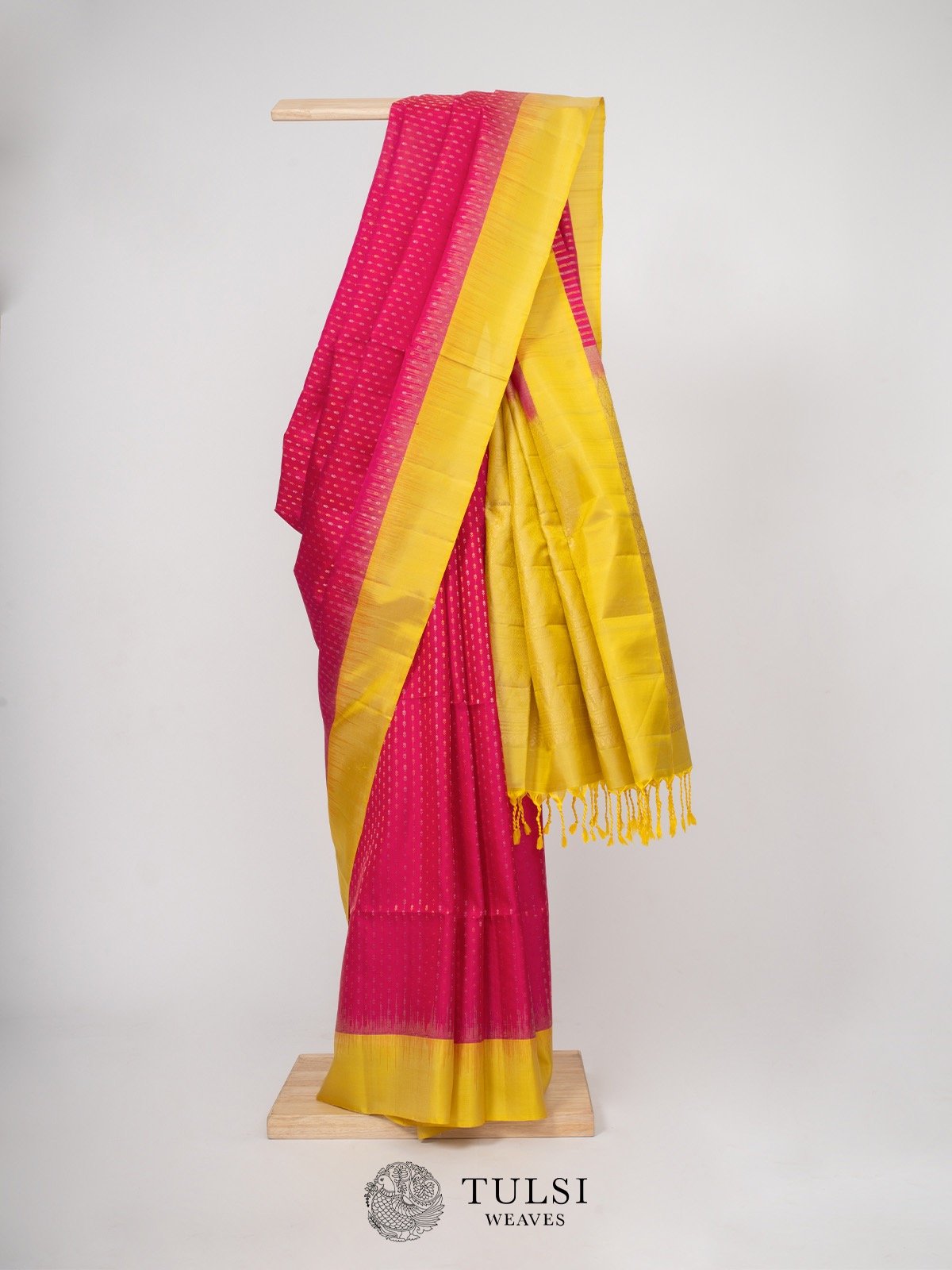 Rose Pink soft Silk Saree with yellow border