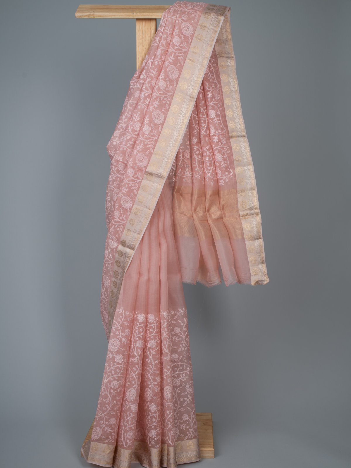 Light Pink Organza Silk Saree