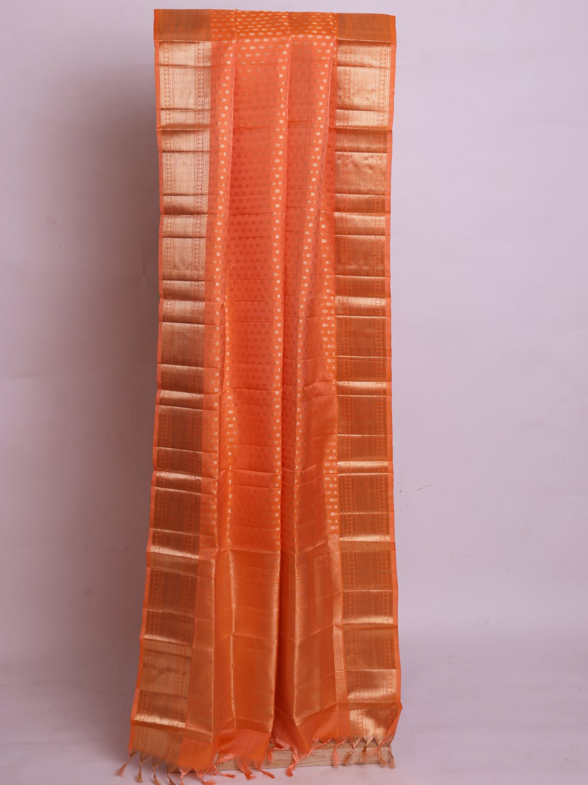Coral Kanjeevaram Silk Dupatta