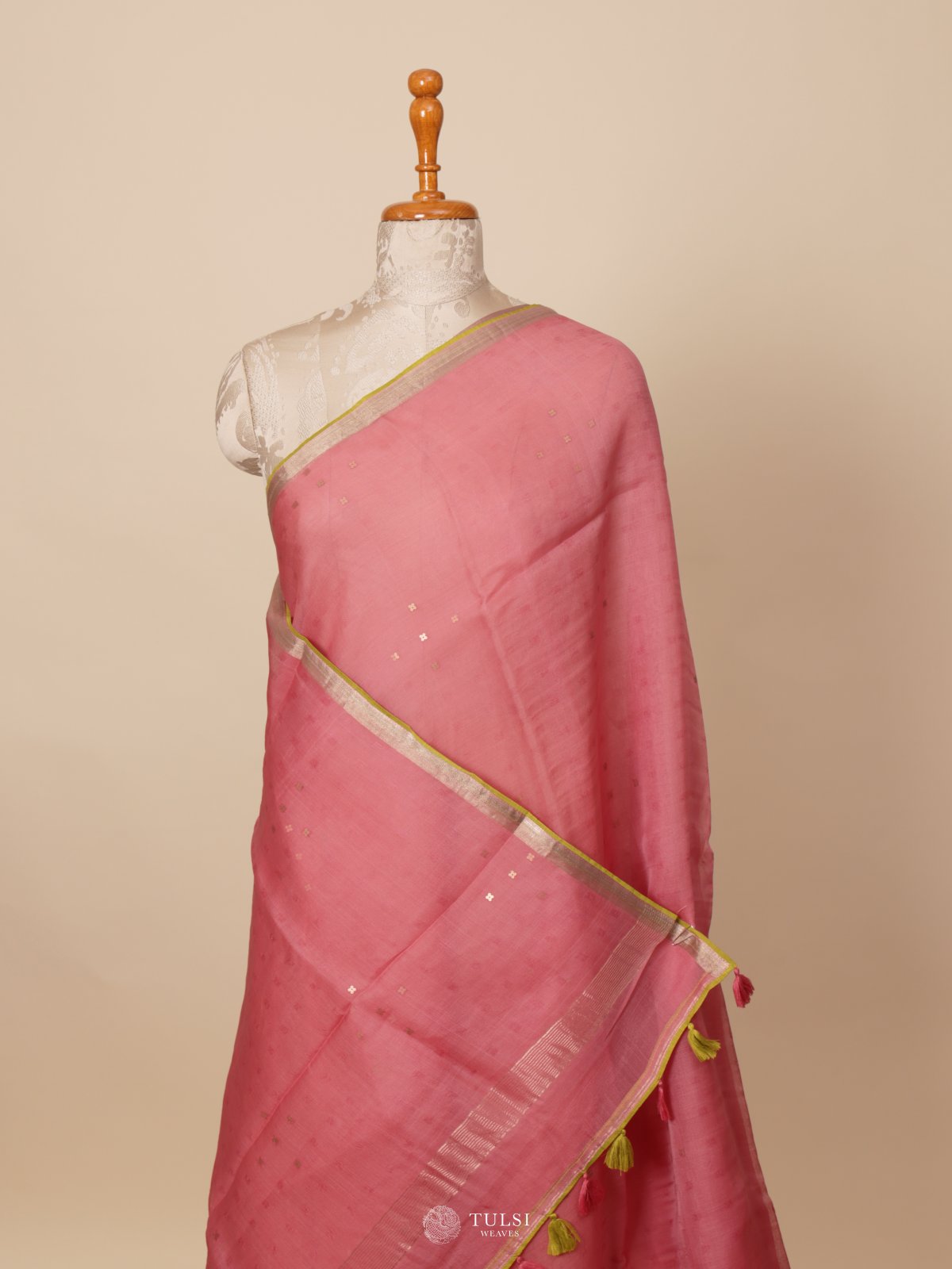 Pink Organza Saree with Kalamkari Blouse