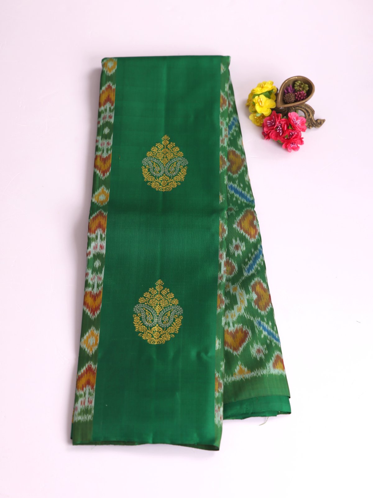 Green Kanjeevaram Ikat Silk Saree