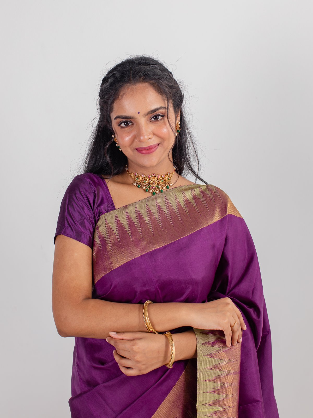 Women's Purple Banarsi Silk Woven Design Kanjeevaram  Saree