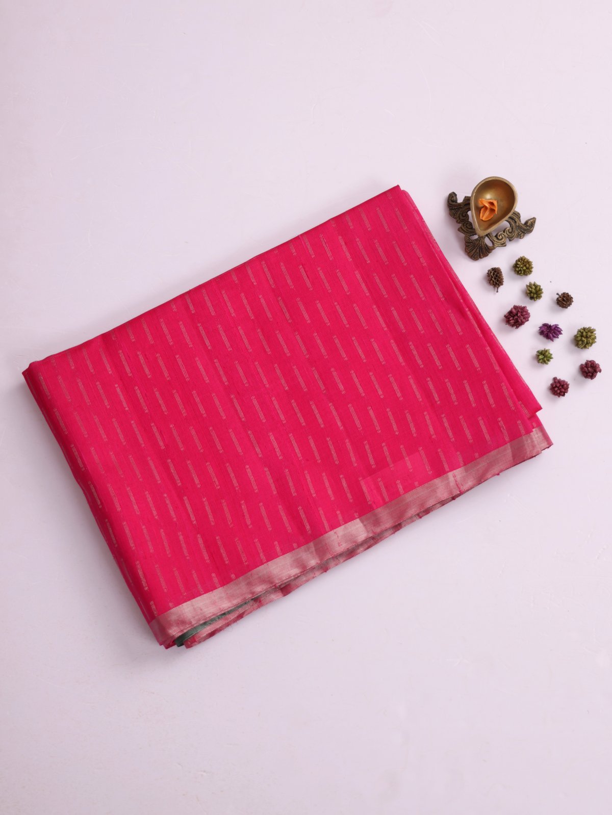 Rani Pink Raw Silk Saree
