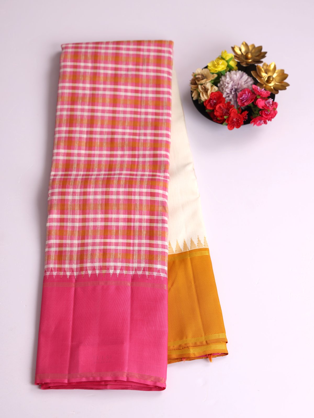 Half and Half Kanjeevaram Linen Saree