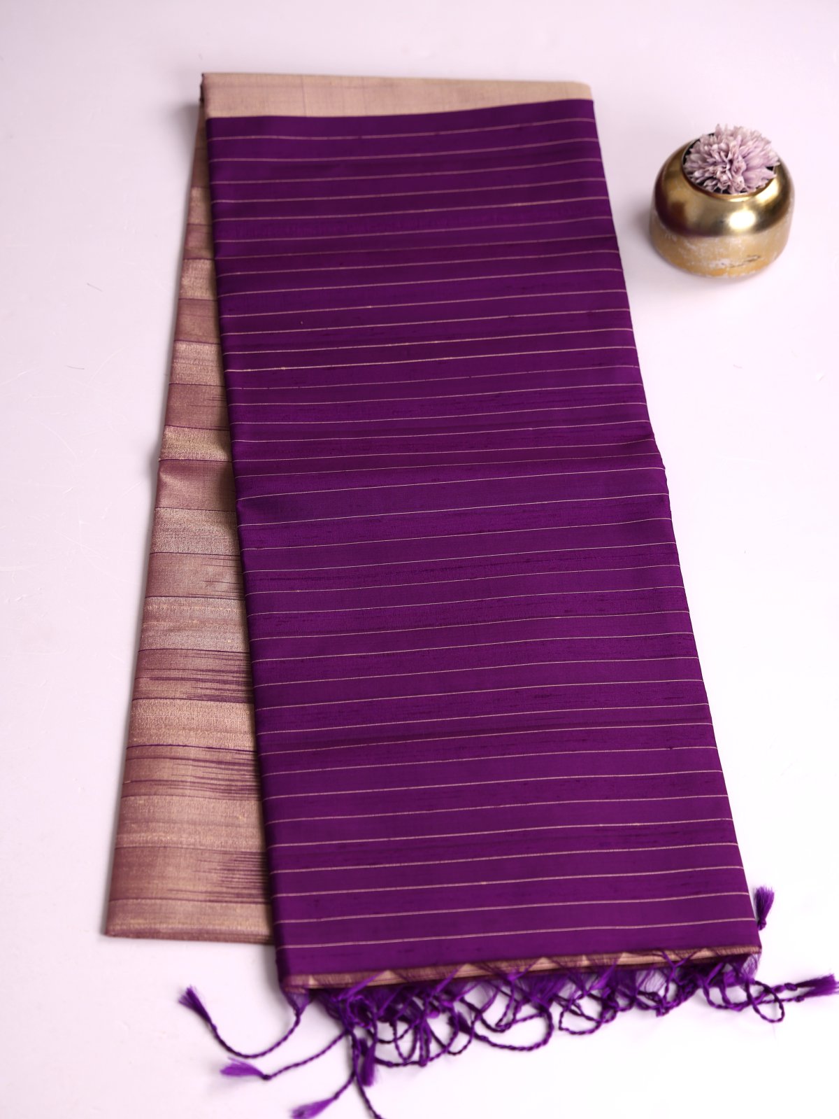 Ovaltine Striped Soft Silk Saree