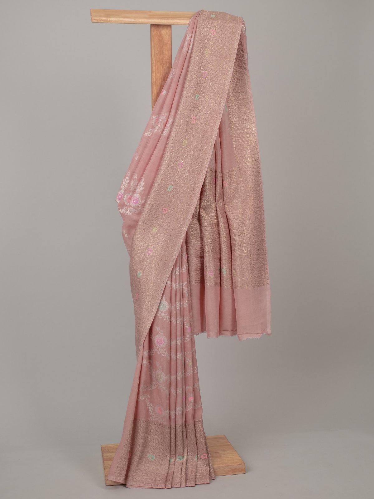 Light Pink Tussar Banaras Silk Saree 