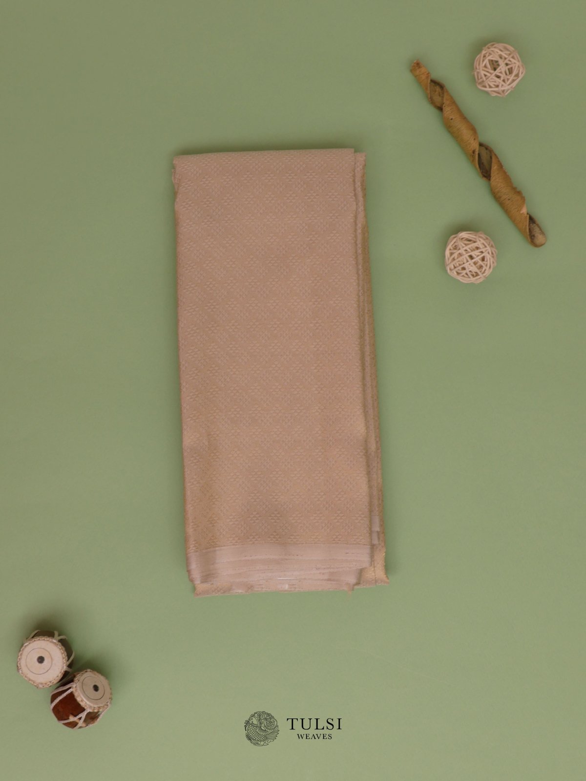 Off White Silk Shirt Material With Thread Brocade