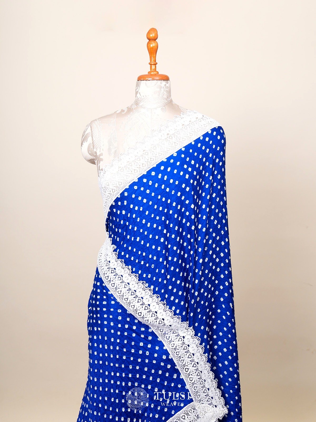 Indigo Blue Bandhini Silk Saree