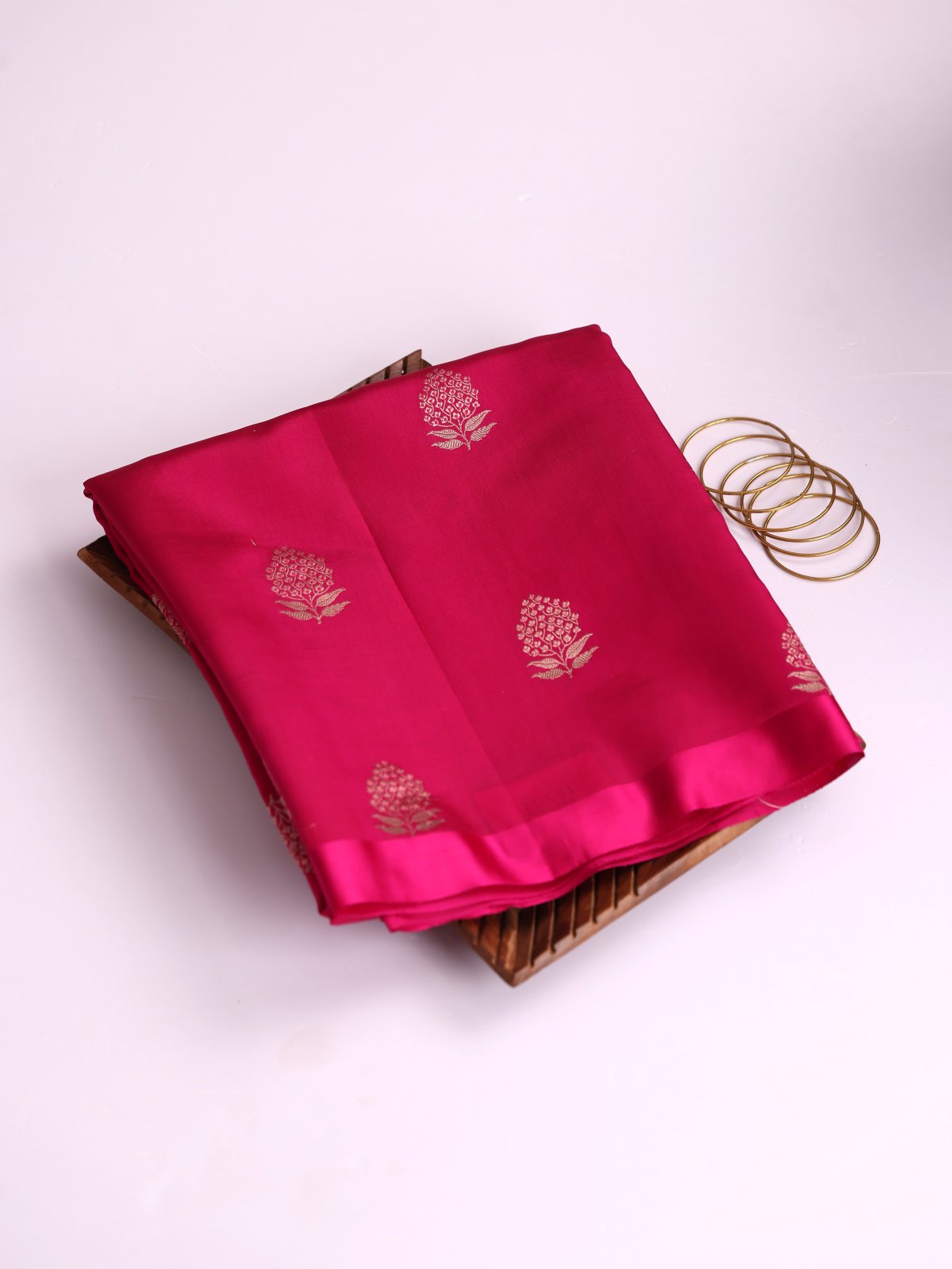 Rani Pink Mashru Silk Saree With Satin Border