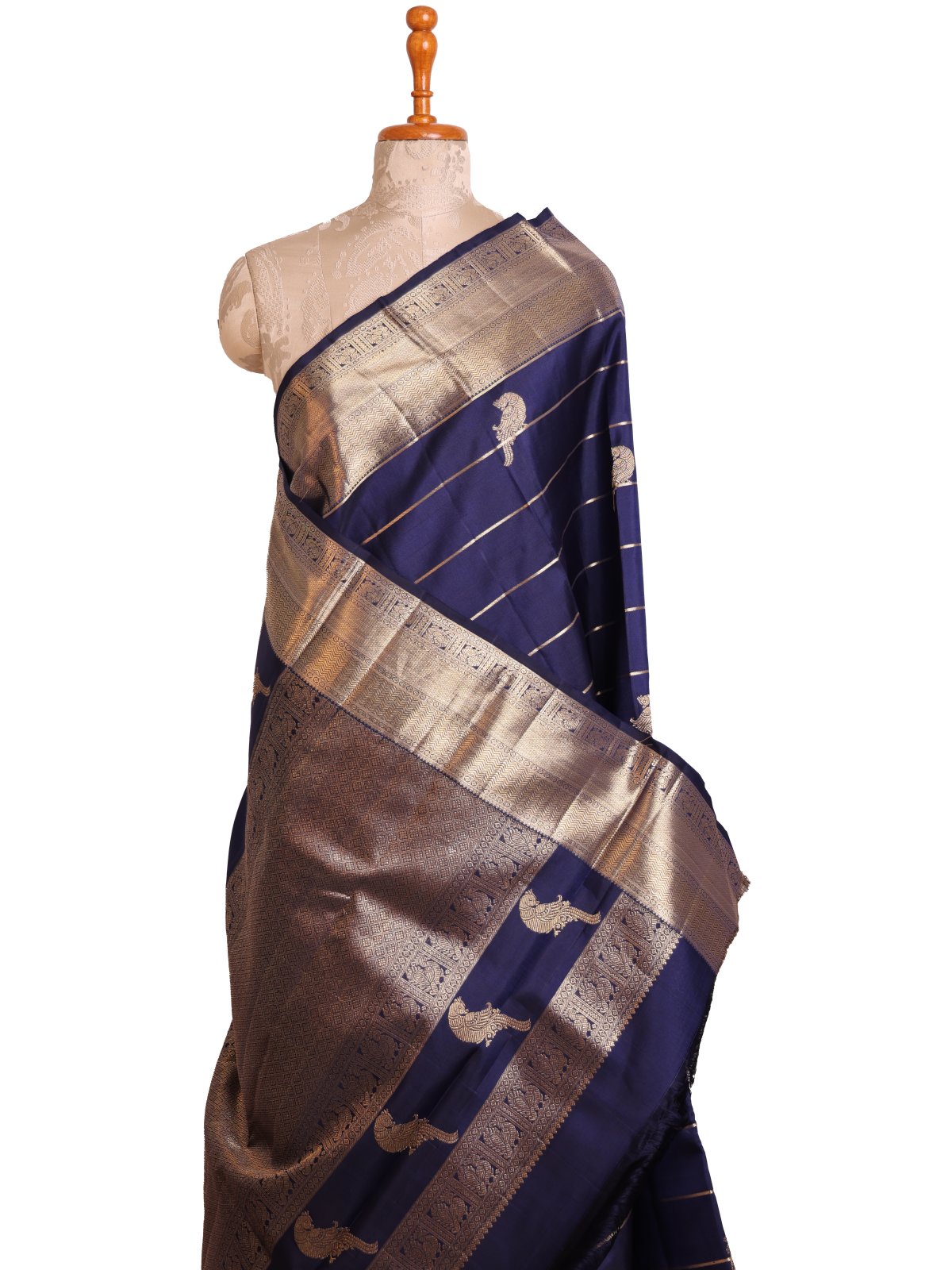 Dark Navy Blue Kanjeevaram Silk Saree