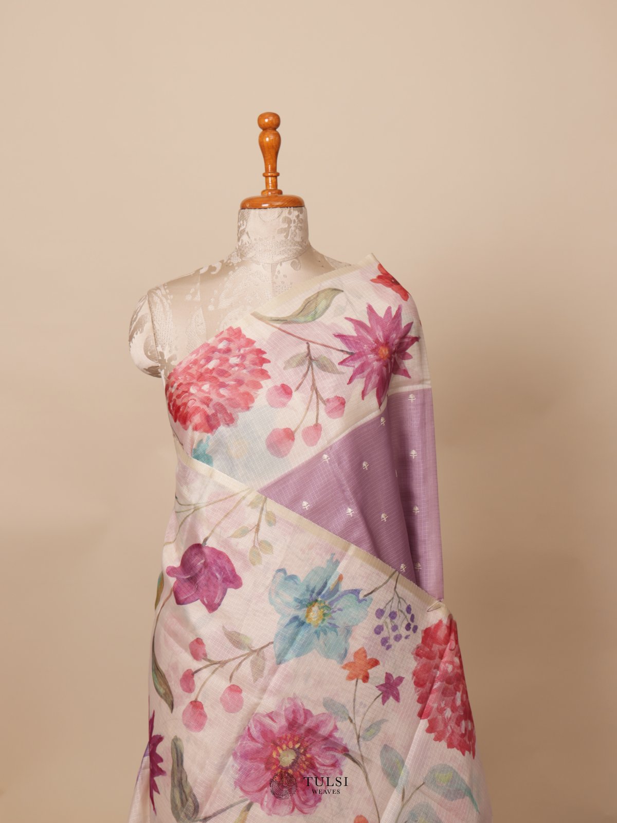Lavender Semi Kota Saree