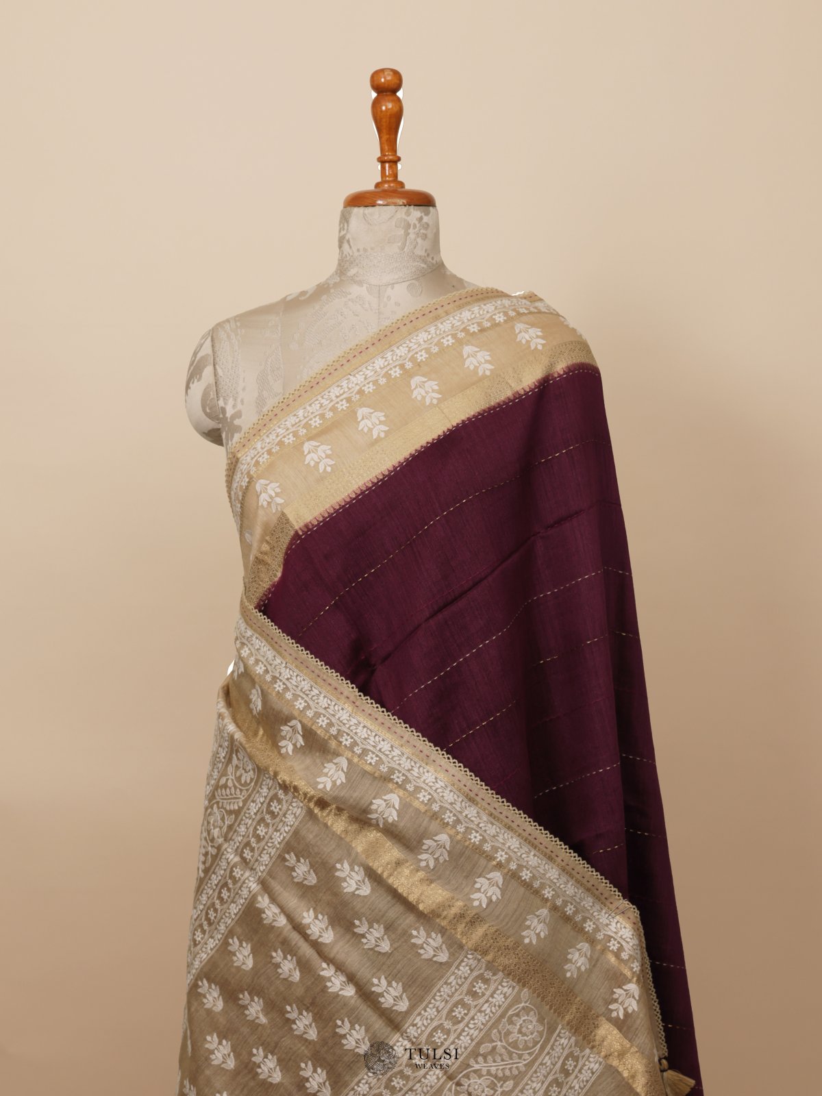 Purple Munga Tussar Silk Saree