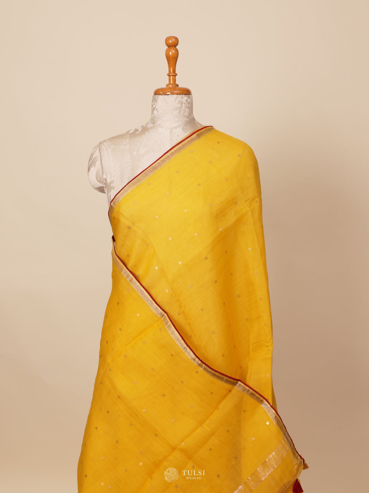 Yellow Organza Saree with Kalamkari Blouse
