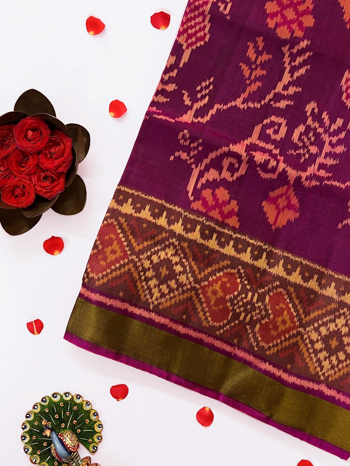Purple Patola Silk Saree With Matching Self-Border