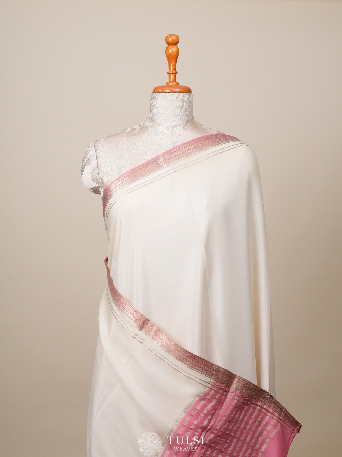 White Mysore Silk Saree