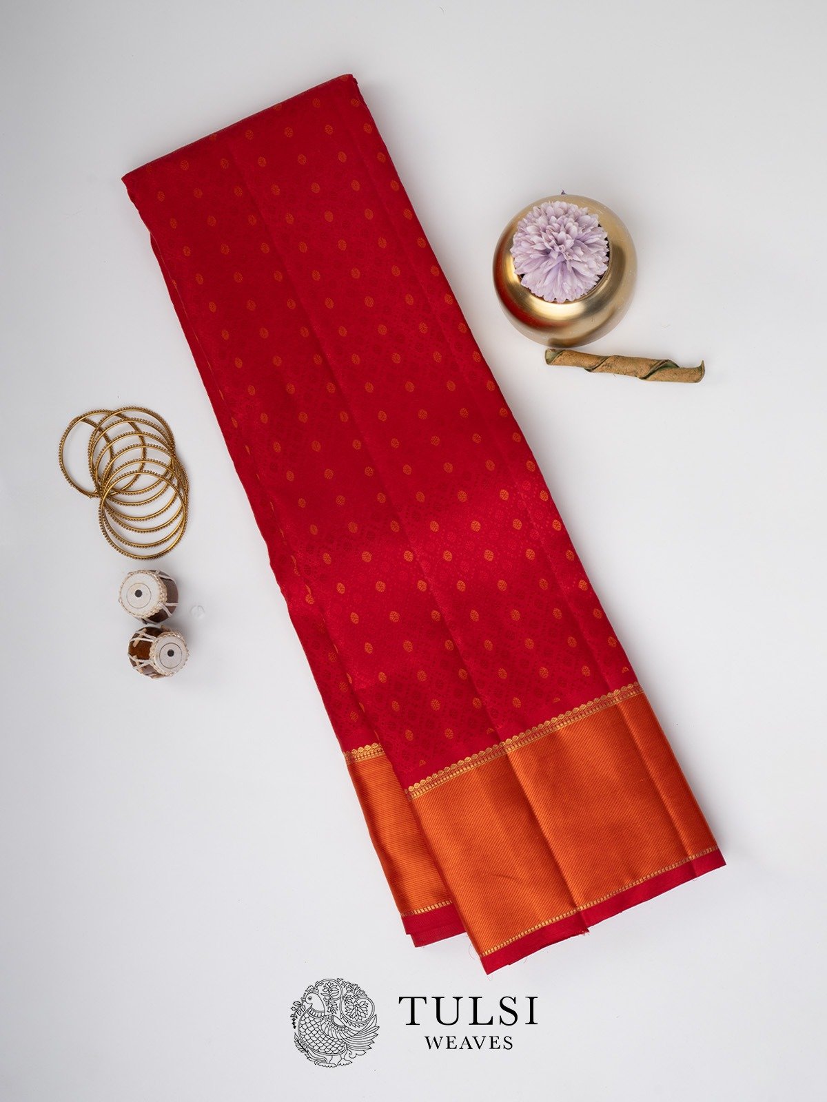 Red Kanjeevaram Silk Saree with Solid Border