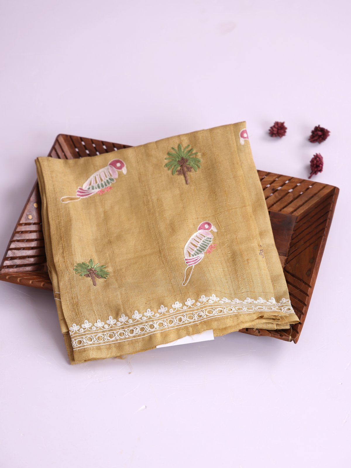 Light Yellow Embroidered Tussar Silk Blouse