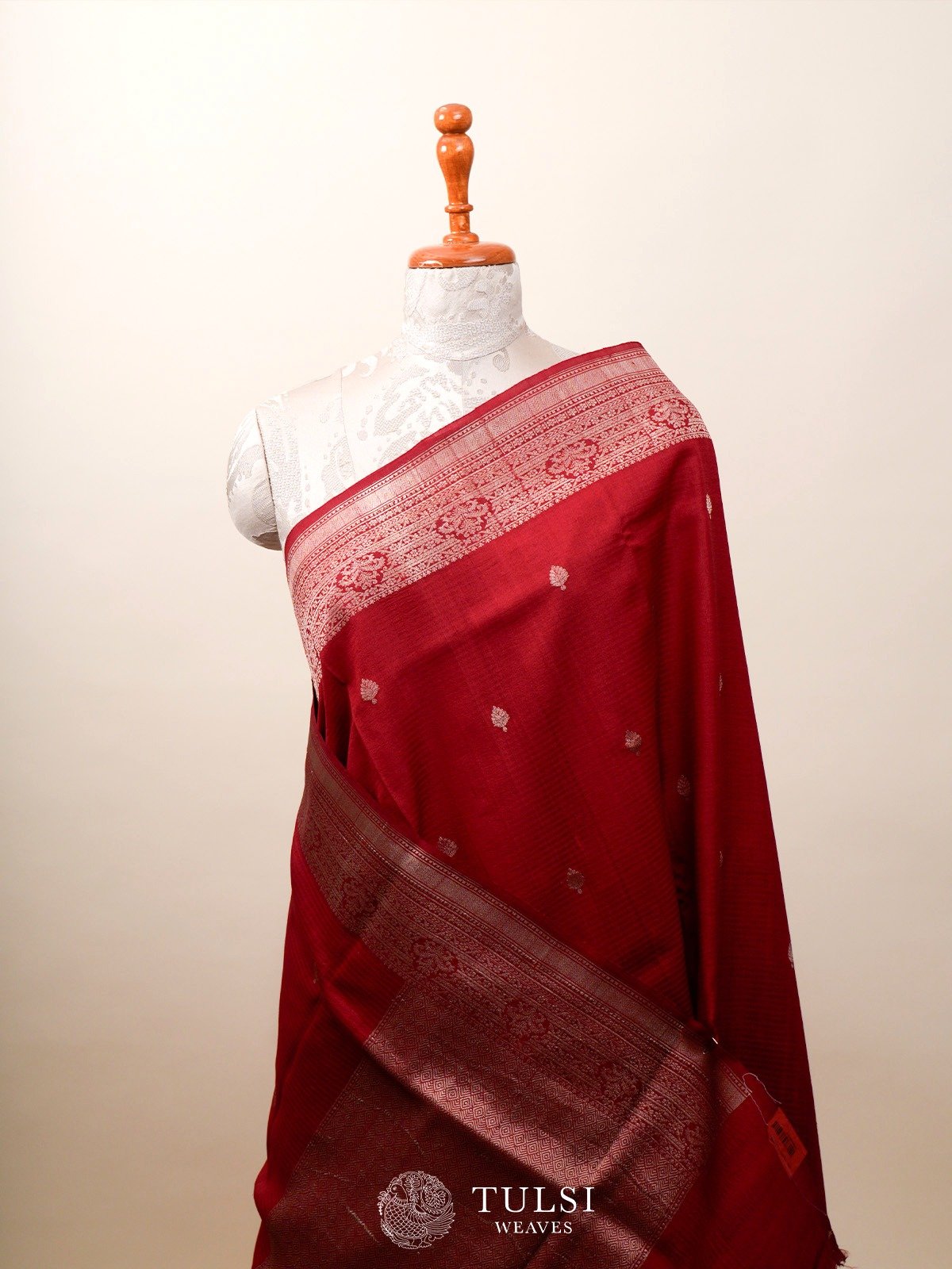 Red Tussar Banaras Silk Saree