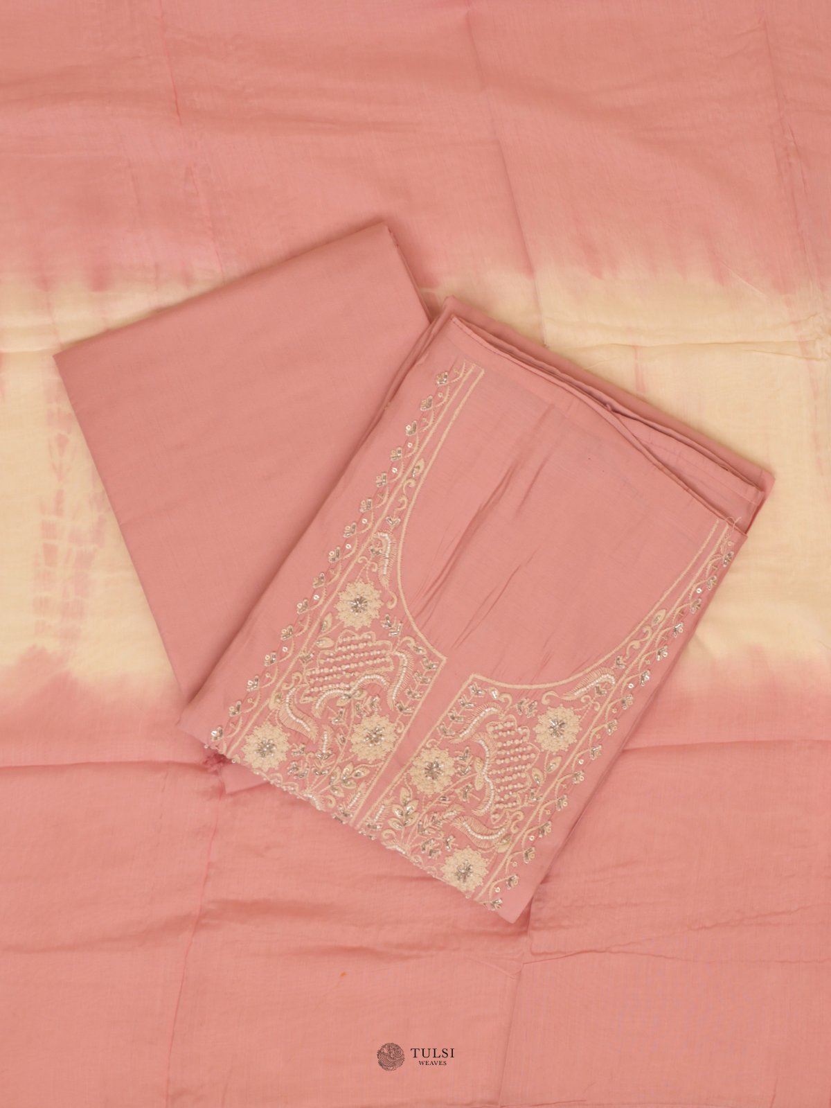 Light Pink Semi Silk Salwar Material