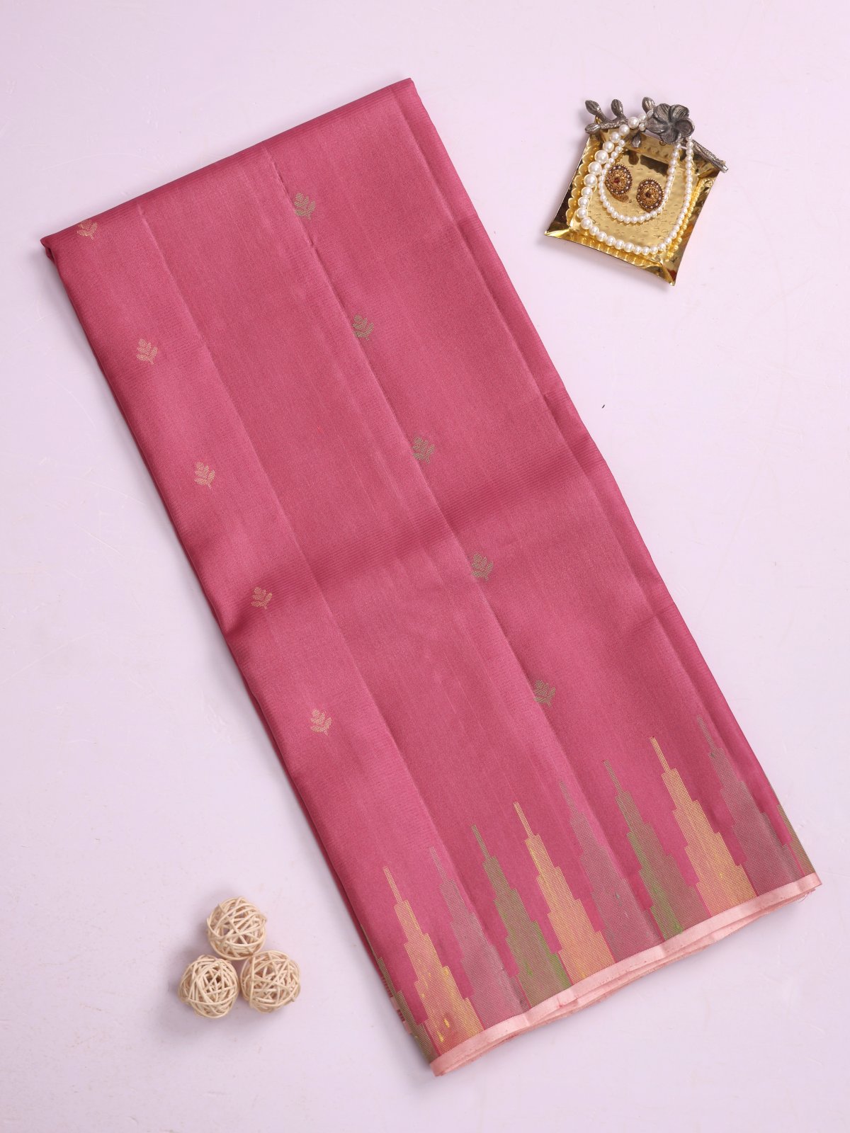 Pink Soft Silk Tussar Saree