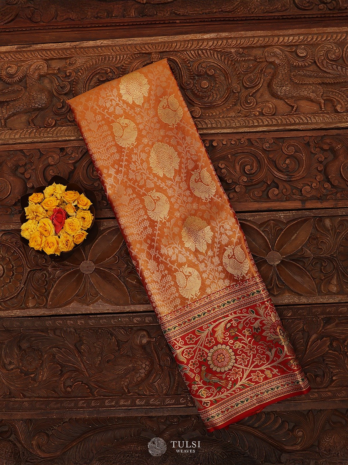 Kanjeevaram Red Tissue Silk Pavadai