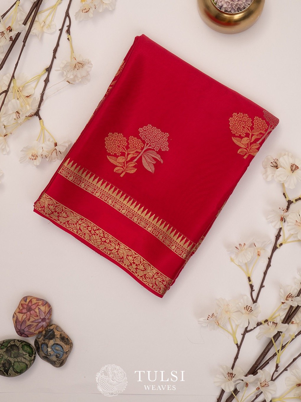 Dark Red Mysore Silk Saree