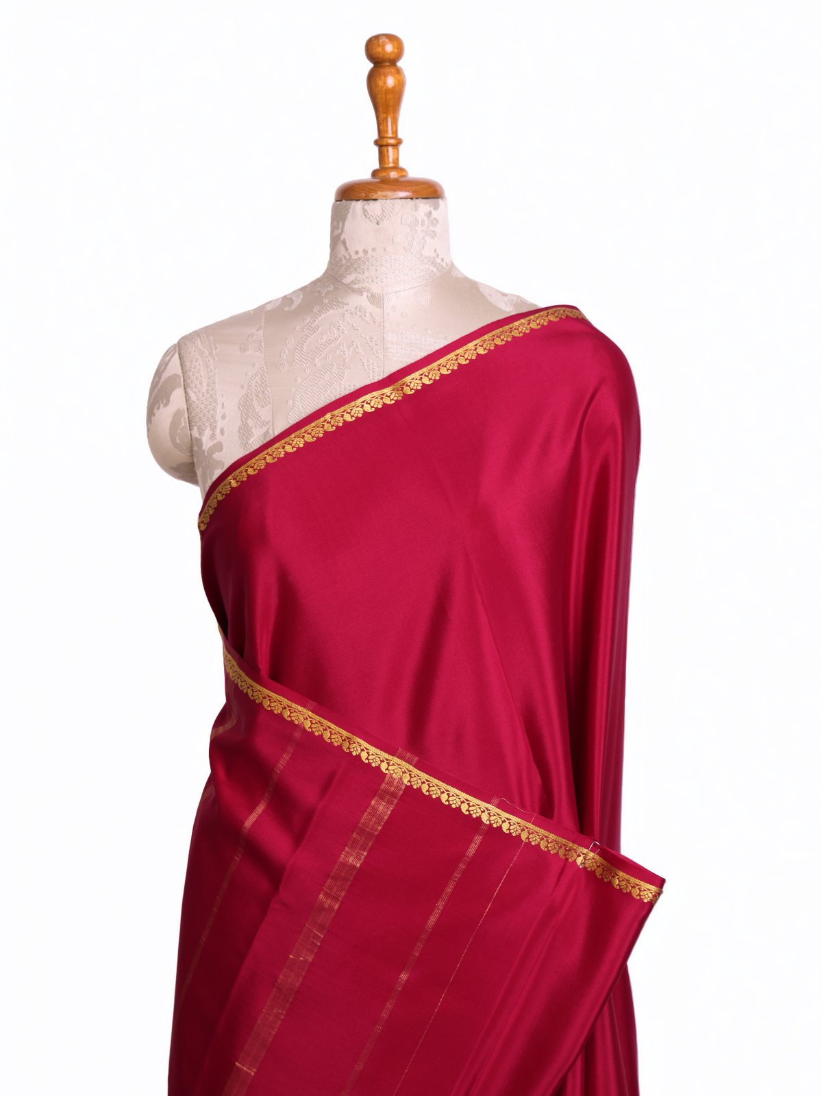 Pinkish Red Mysore Silk Saree