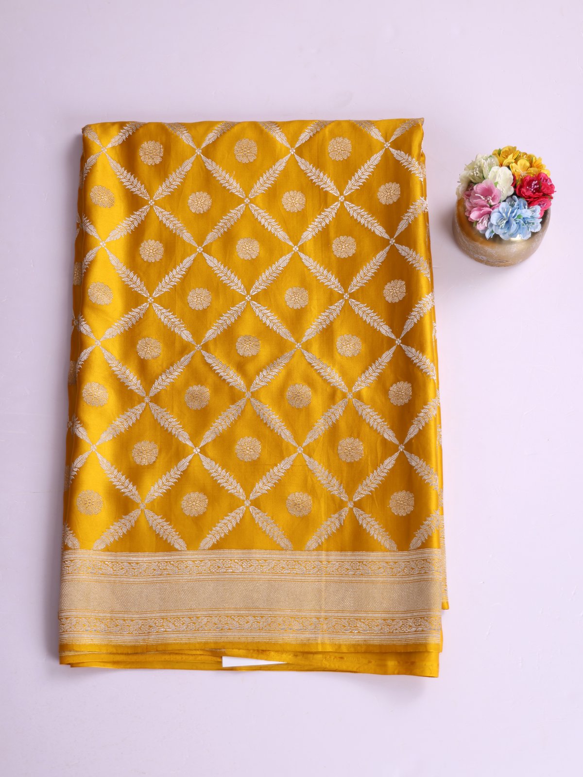 Yellow Mashru Silk Saree 