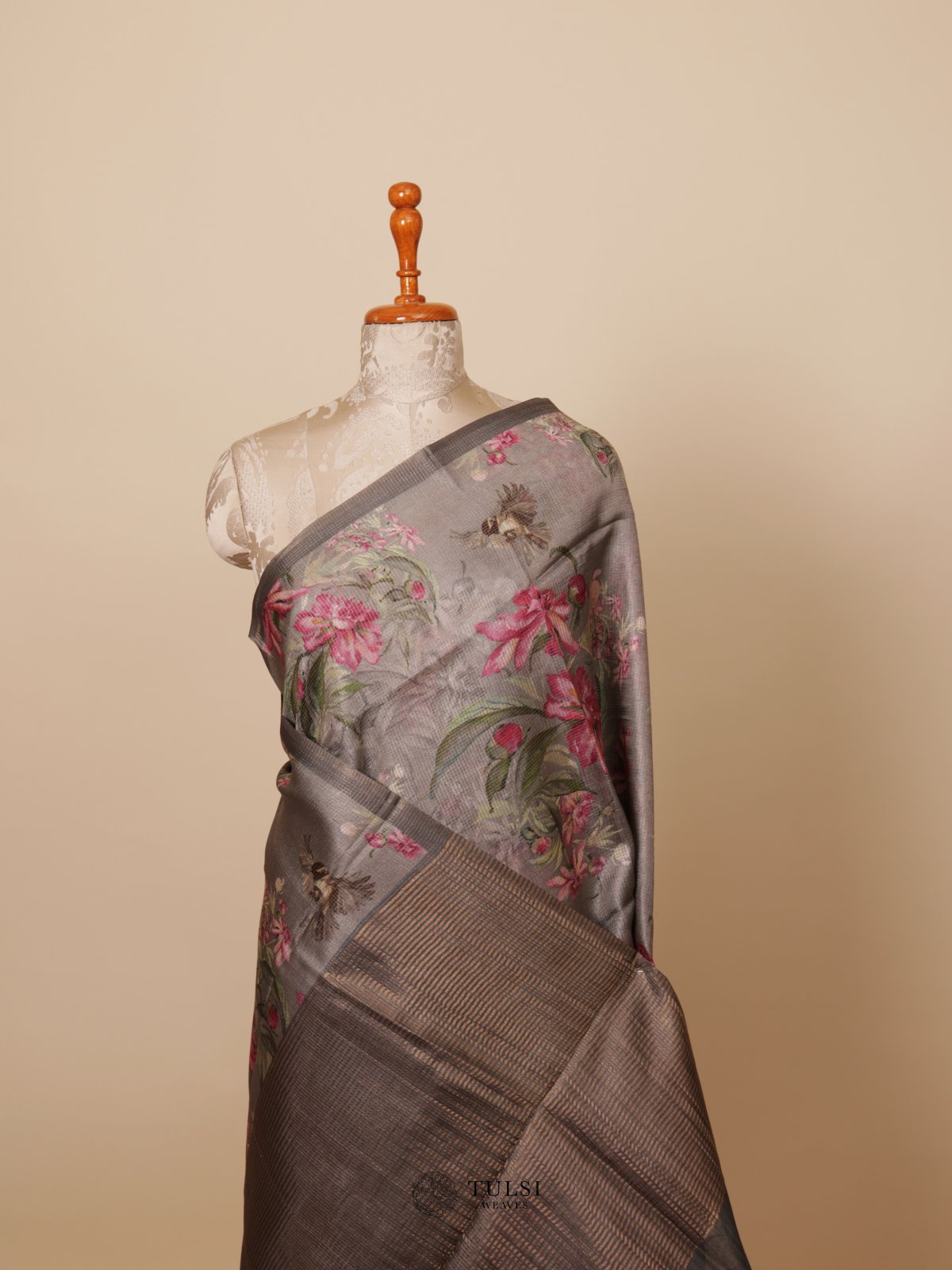 Grey kota Organza Silk Saree