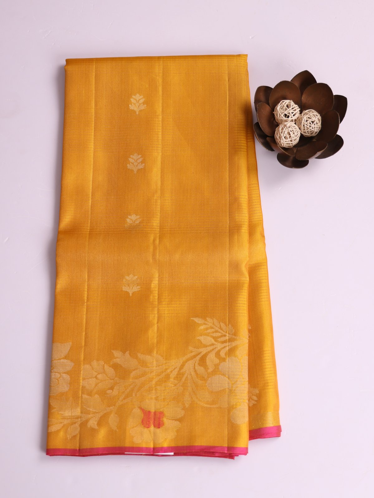 Mustard Yellow Soft Silk Tussar Saree