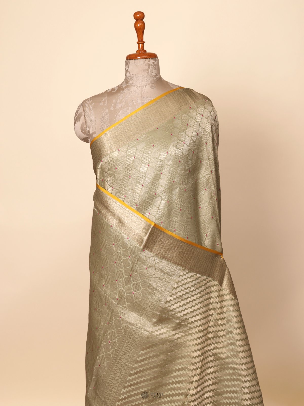 Light Green Banaras Crepe Silk Saree