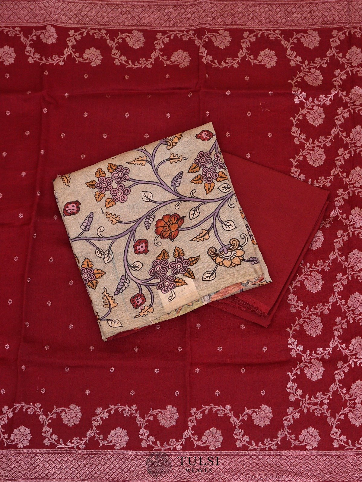 Grey Hand-Painted Tussar Salwar Material