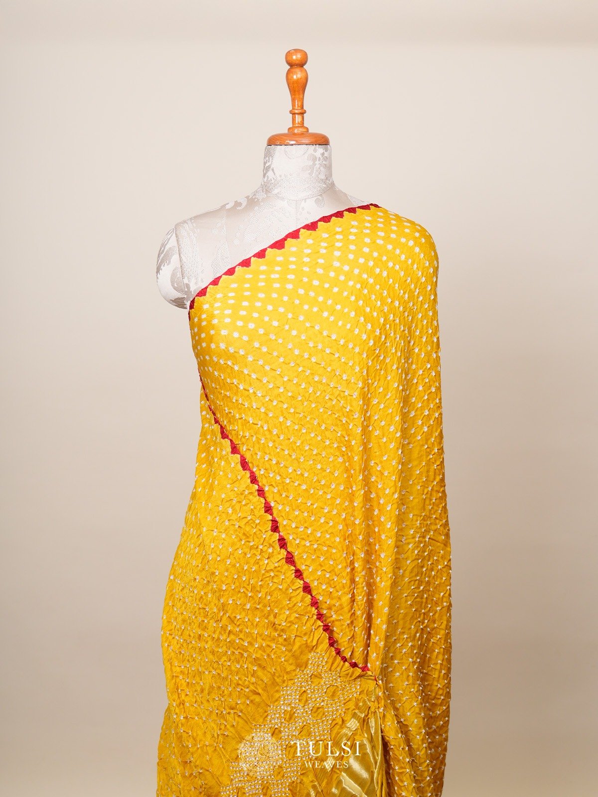 Yellow Bandhini Silk Saree