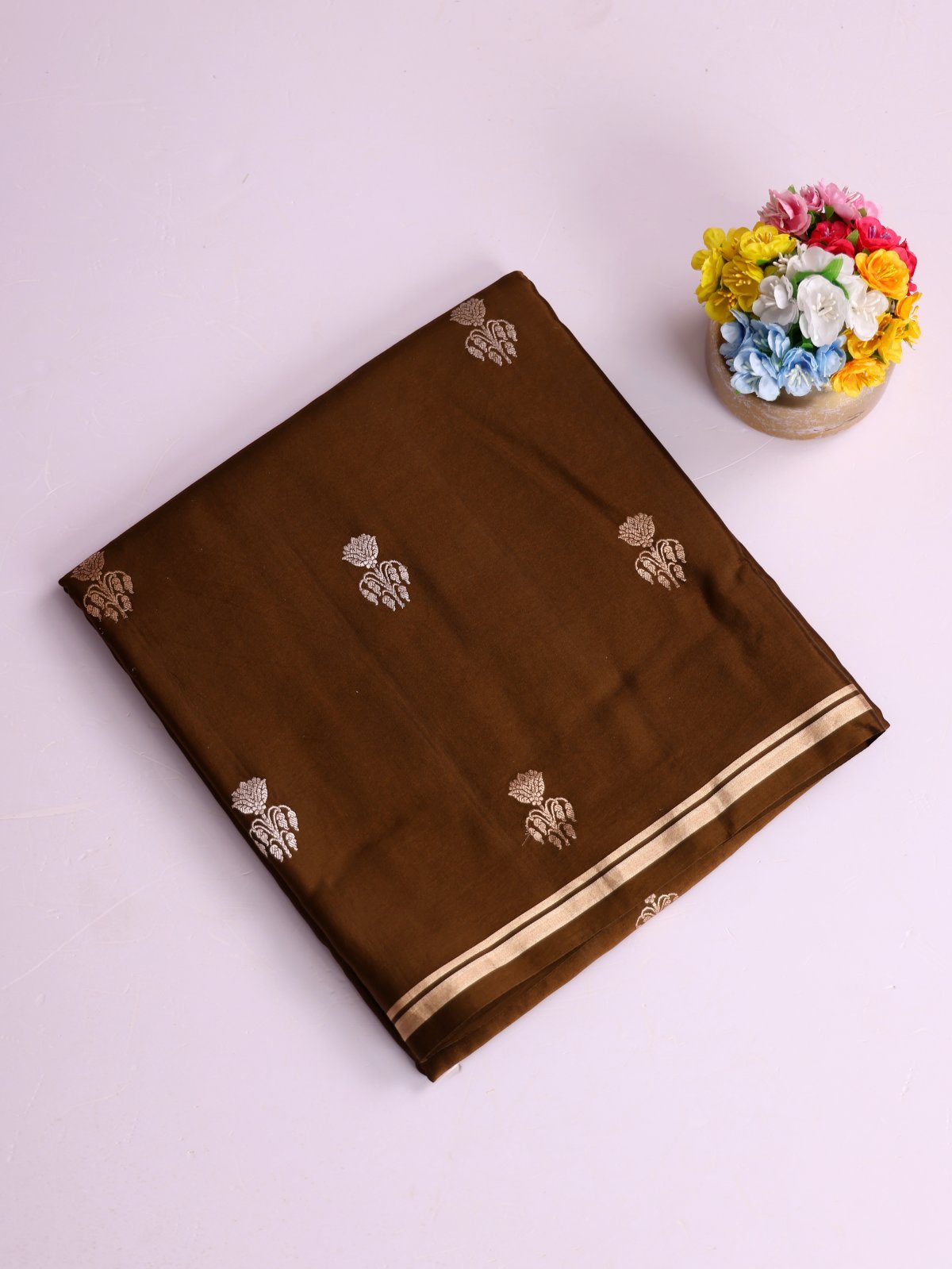 Brown Mashru Silk Saree